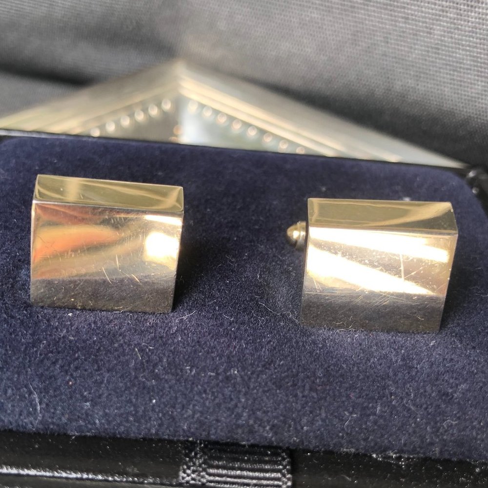 Gold tone Square Wedge Shaped Cuff Links